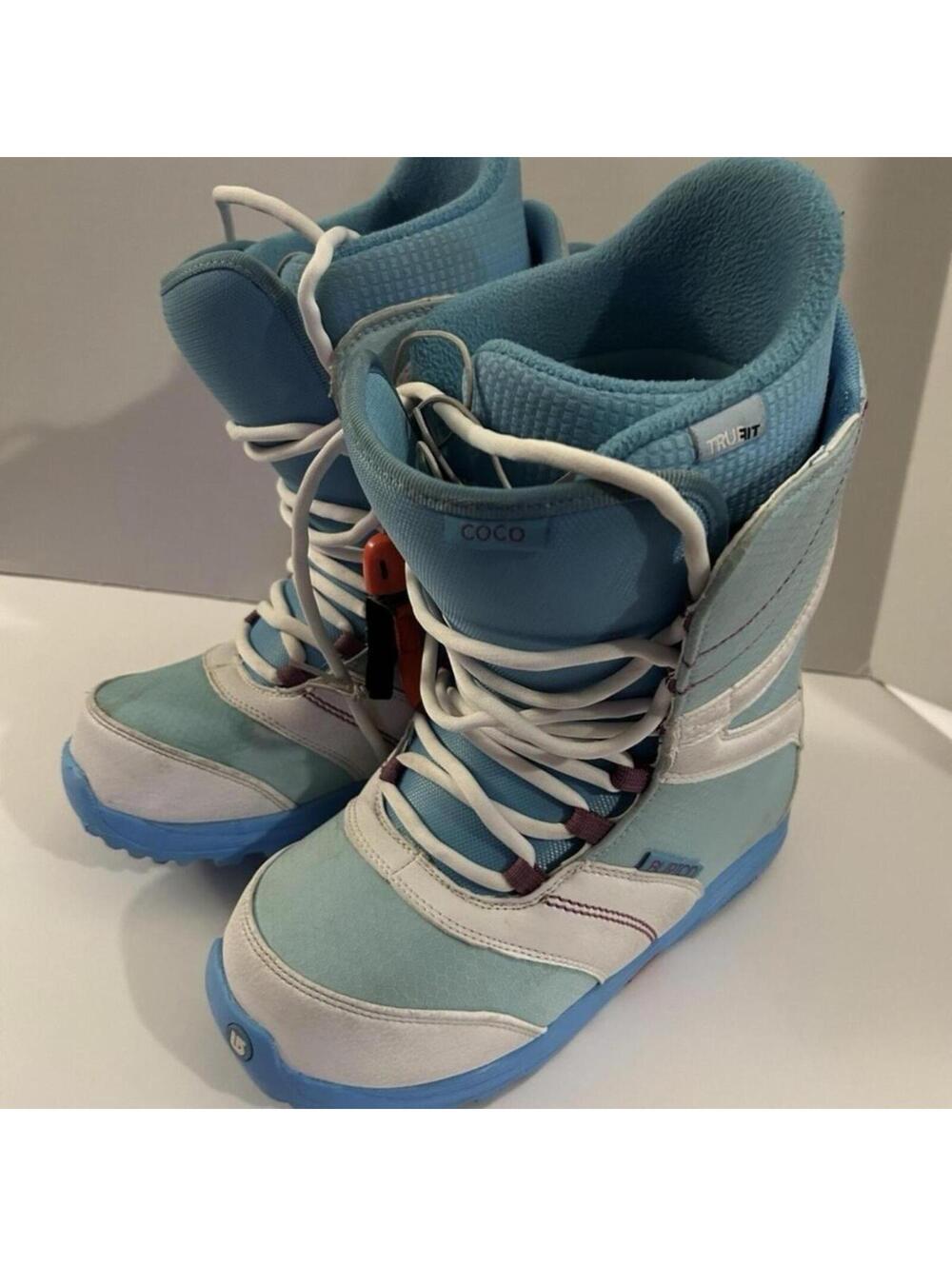 Burton Coco White Blue Green Snowboard Boots Women's Size 7
